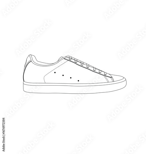 Vector black sneaker line art stroke