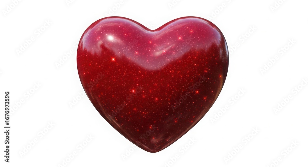 Obraz premium A shiny red apple shaped like a heart, isolated on a white background, symbolizing love and health