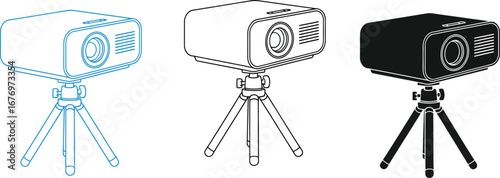 Portable projector with tripod stand vector illustration