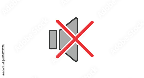 Symbolic representation of muted audio or sound with a speaker icon crossed out depicting silence or audio disabled setting