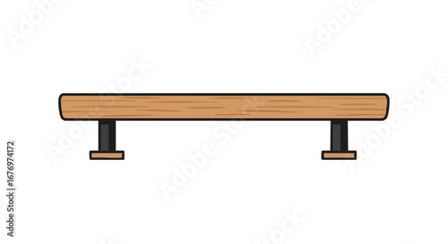 Wooden Balance Beam: Artistic Render Depicting Gym Equipment for Gymnastics Training and Exercise Purpose
