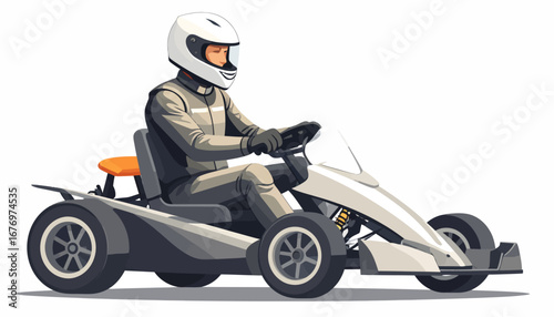 Go-kart Racer in Protective Gear A Vector Illustration of Speed and Competition