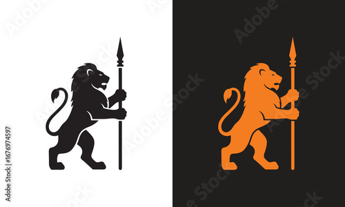 Lion with spear logo vector. An elegant deer head silhouette in vector format, perfect for digital and print projects.