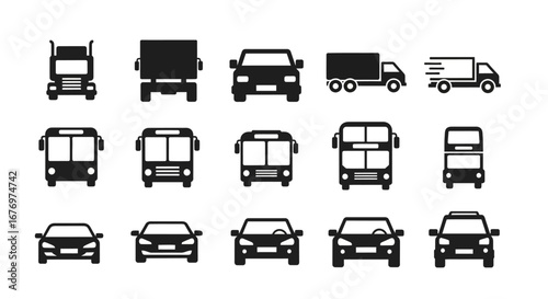 Diverse collection of transportation icons, perfect for design and communication projects
