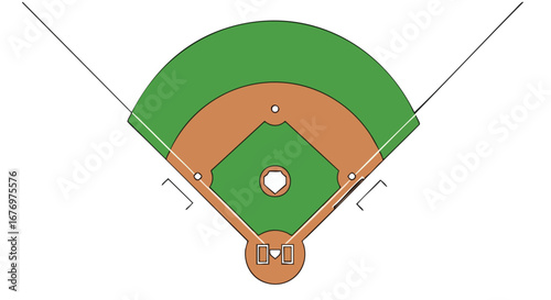 Detailed Overhead View of a Baseball Diamond Illustrating Field Layout and Dimensions for Sports Diagrams and Educational Purposes