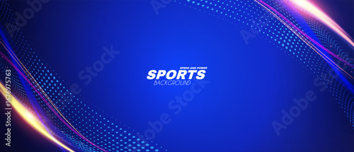 Abstract sport background with flowing lights light effect. Geometric futuristic design.