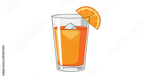 Refreshing citrus beverage in a glass with ice and orange slice for a healthy and vibrant drink experience