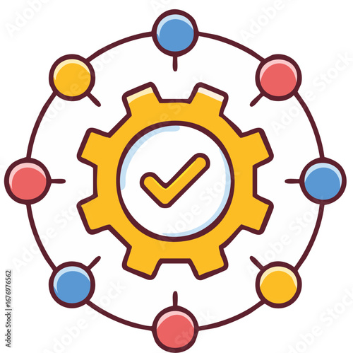 System Optimization and Workflow Completion Gear Network Illustration