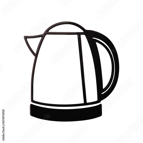 Electric Kettle Graphic: A simple, sleek graphic of a modern electric kettle, a quintessential element in any kitchen or culinary setting. 
