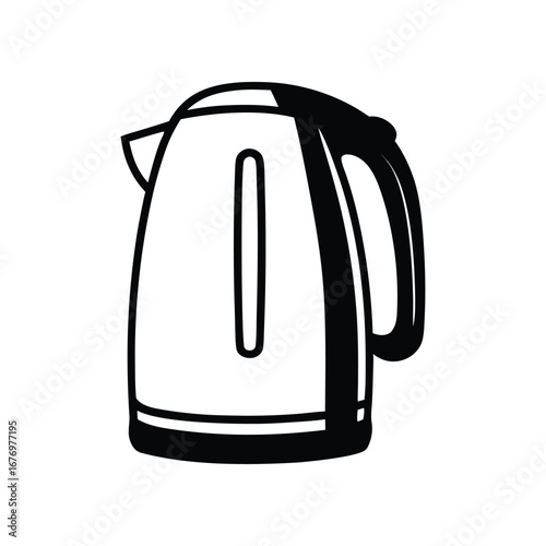 Electric Kettle Vector: A clean, modern vector illustration showcases a sleek electric kettle, embodying the simplicity and efficiency of modern kitchen appliances. 