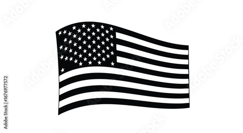 Monochromatic depiction of the american flag a symbol of patriotism and national identity in simple graphic design evoking strength and unity
