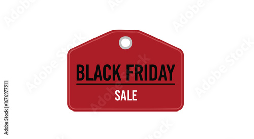 Eye-Catching Crimson Tag: Black Friday Sales Graphic for Retail Promotions and Shopping Season Discount Events on e-commerce platforms