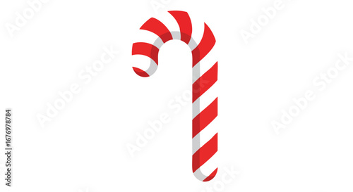 Festive Delight: Isolated Candy Cane Icon with Spiraling Red and White Stripes for Holiday Celebrations