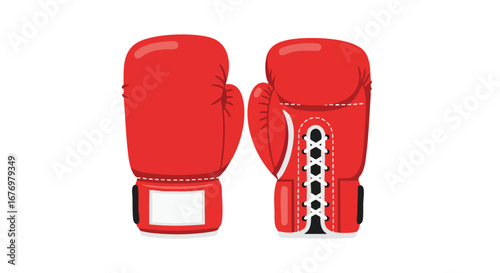 Pair of vivid red boxing gloves conveying power and determination, prepared for a challenging boxing match or rigorous training session