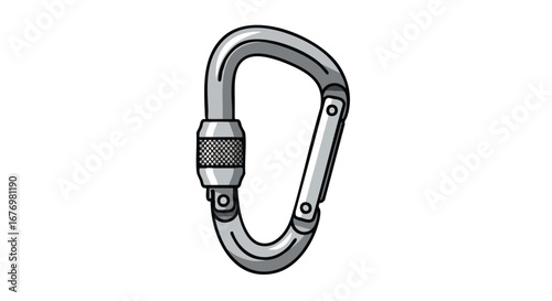 Metal Carabiner Isolated on White Backdrop Depicting Safety and Security Measures for Climbing Activities 55 Characters