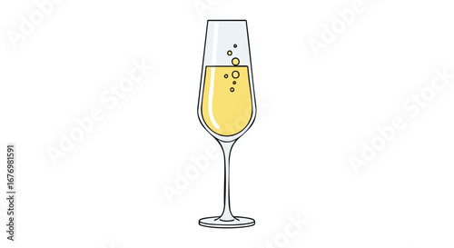 Elegant champagne flute illustration perfect for celebrations and sophisticated designs or promotional materials relating to fine beverage services