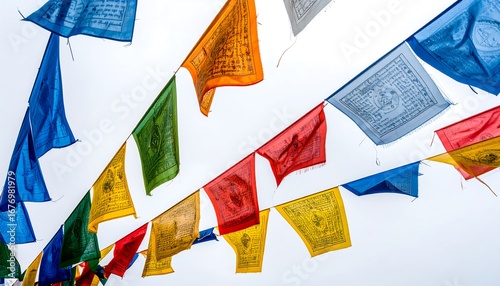 Colorful prayer flags in the wind