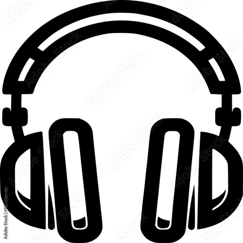 Headphone Icon: A simple yet striking line drawing of a modern headphone, designed with clean lines and bold curves, evoking a sense of minimalist design and musicality.