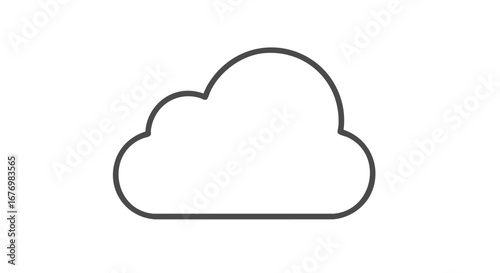 Simple cloud outline against white backdrop, versatile icon representing weather forecasts and cloud computing