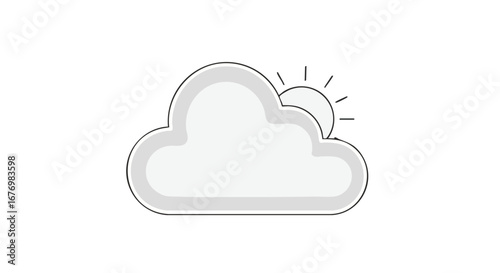 Simple weather illustration depicting sunshine peeking from behind a cloud during daylight hours, evoking a sense of optimism and bright skies