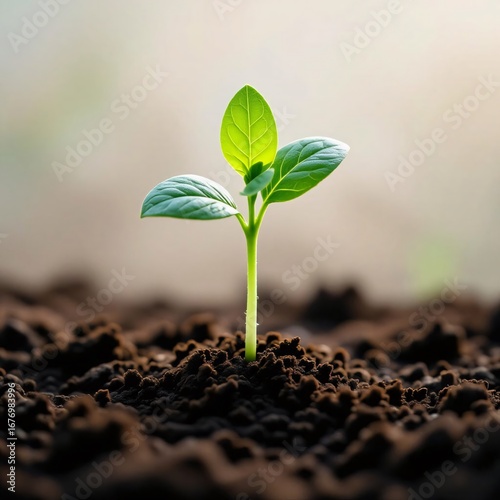 Verdant sprout emerges earthbound sunkissed