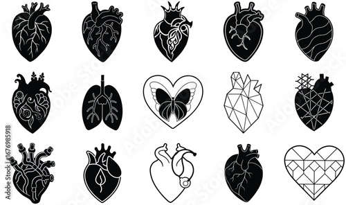 A black silhouette set of floral leaves, flowers, and plants are available for a vector illustration design