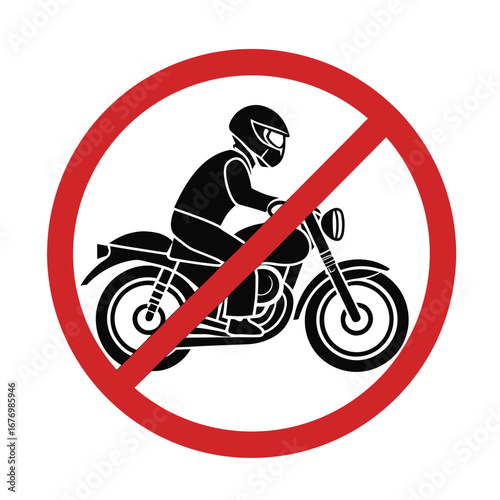 No Motorcycles Allowed Silhouette Circular Sign of Speed Limit