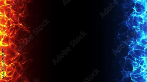 赤と青の対立する炎のエフェクト背景