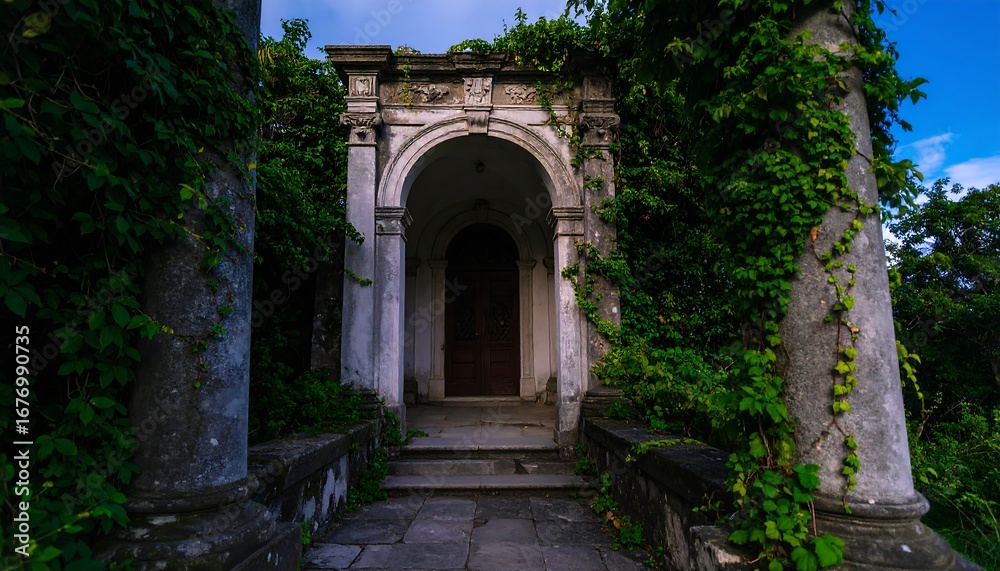 Fototapeta premium Ancient ruin, overgrown archway