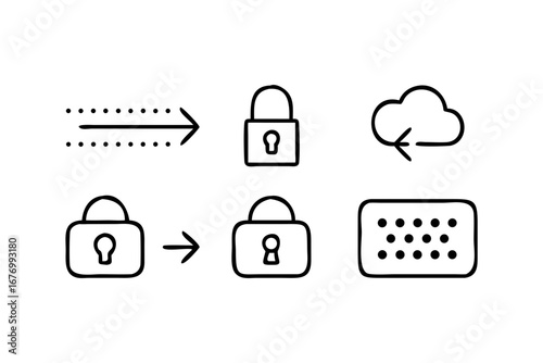 Vector art of set of security icons in line style