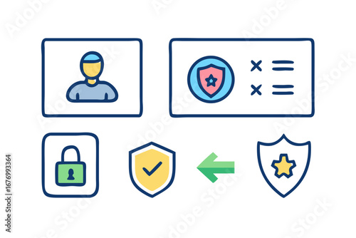 Vector art of user profile and security icons