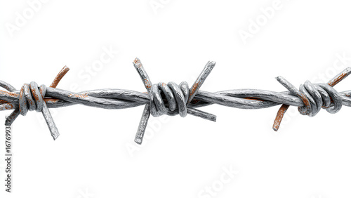 Realistic Barbed Wire Close-Up on White Background