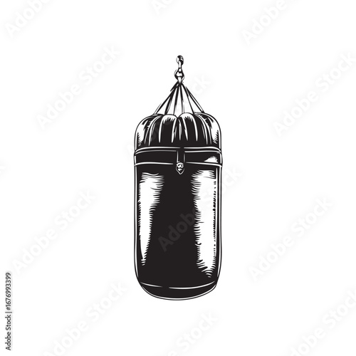 Vector illustrations of punching bags in various styles and shapes