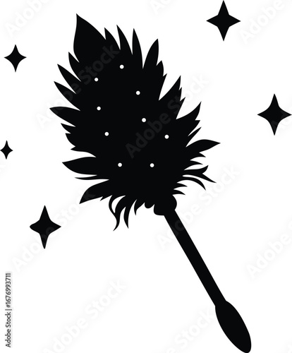 a feather duster with handle silhouette
