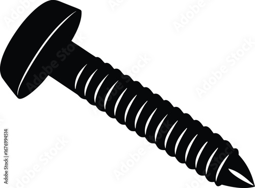  black screw with wide head and threaded shaft fast.