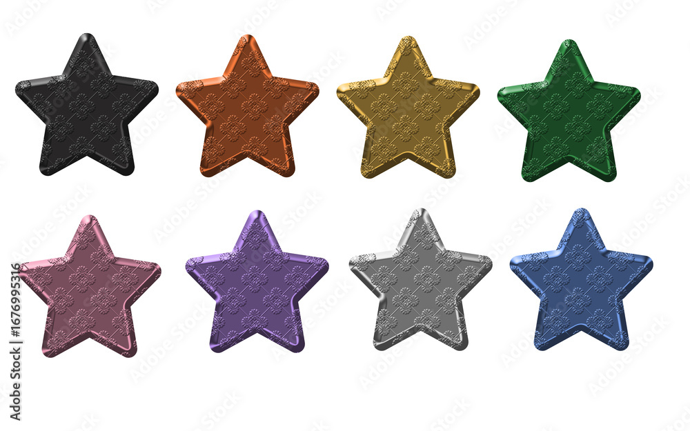 Obraz premium Premium 3D Colorful Button Starts with Embossed Pattern On Transparent background