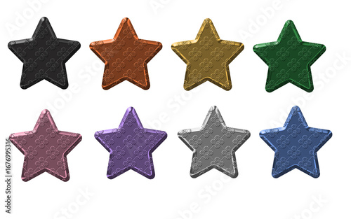 Premium 3D Colorful Button Starts with Embossed Pattern On Transparent background