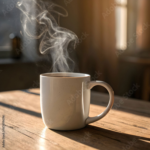 ceramic coffee mug with steam