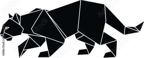 Geometric black panther silhouette in origami style