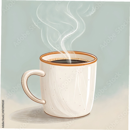 ceramic coffee mug with steam