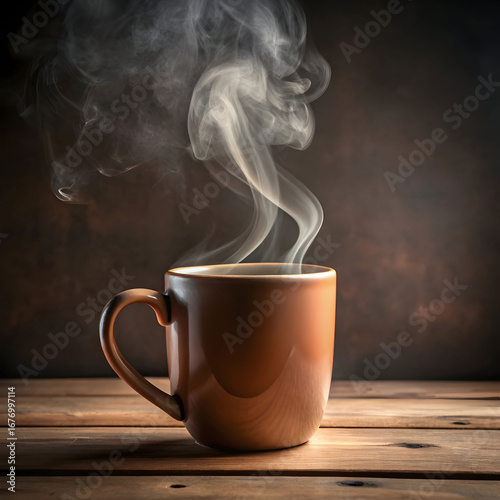 ceramic mug with steam rising mockup