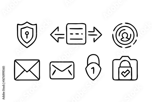 Vector art of hand drawn security icons in vector format
