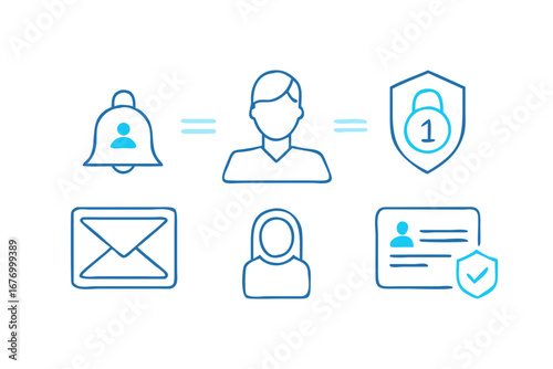 Vector art of hand drawn user profile security settings