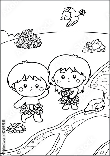adam and eve coloring page