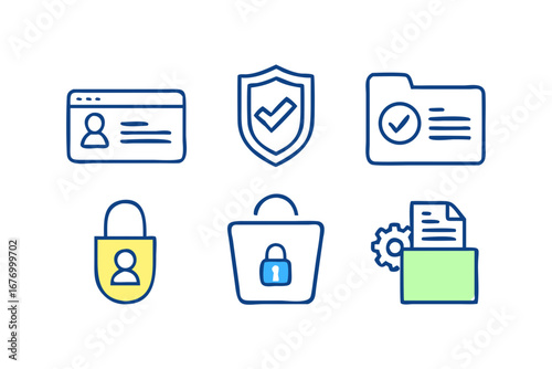 Vector art of set of hand drawn security icons