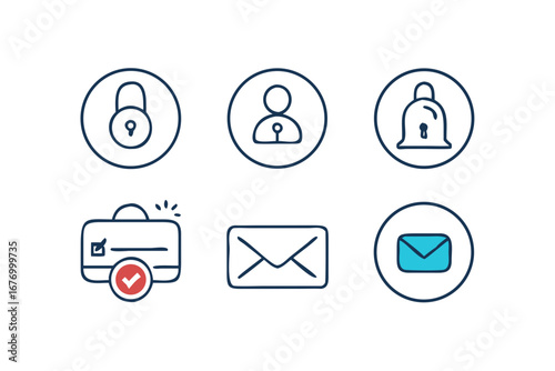 Vector art of set of security and user interface vector icons