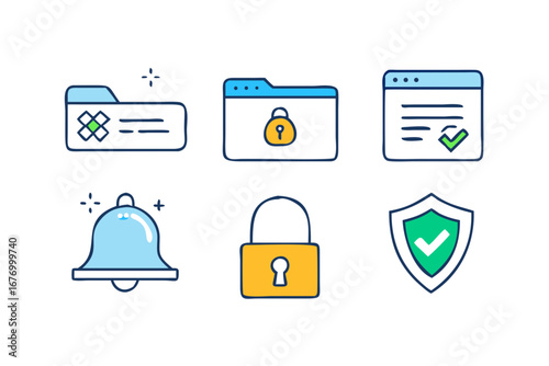 Vector art of set of security icons for web and application