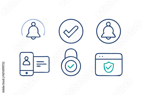 Vector art of set of notification and security icons