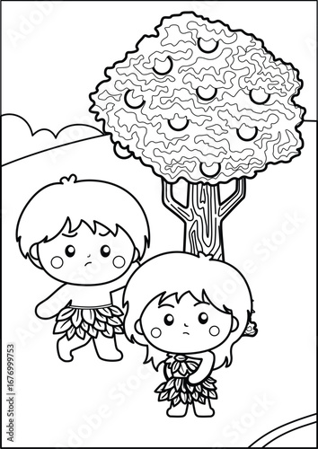 adam and eve coloring page
