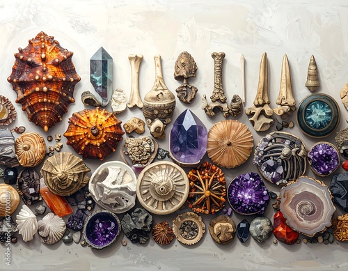 Collection of natural objects arranged